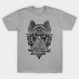 Valknut Symbol and wolf T-Shirt